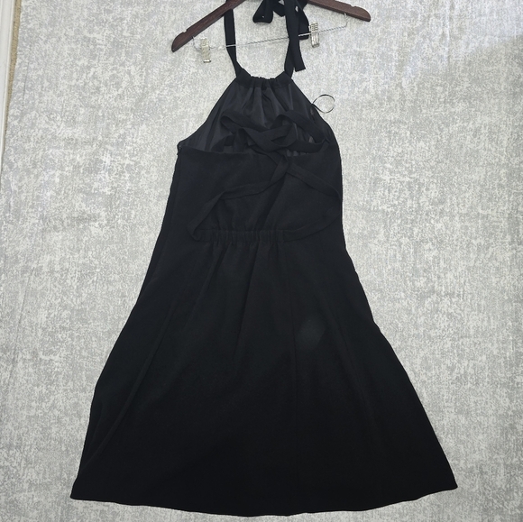 Theory Nayline R Crepe Tie-Waist High-Low Halter Dress, Black - Size 6 - Picture 5 of 8